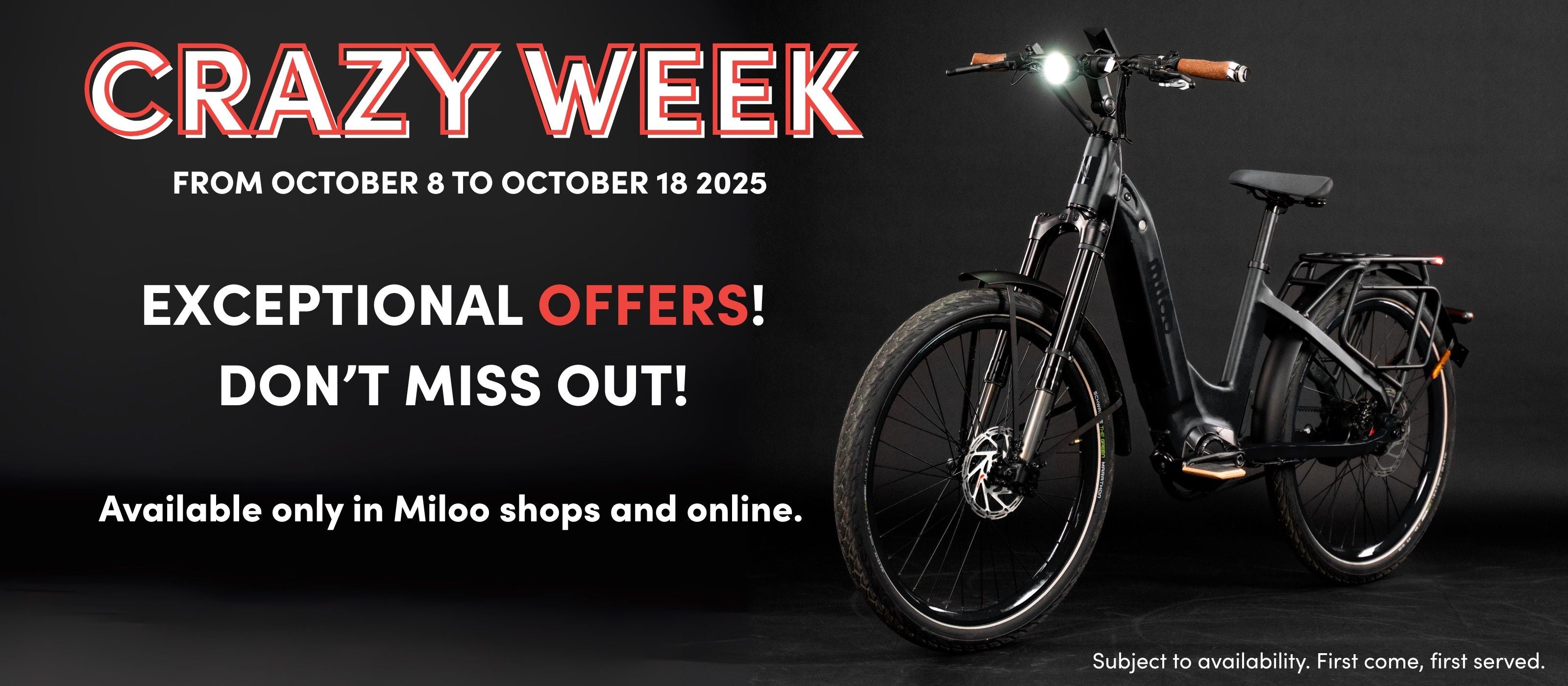 🔥 Miloo Crazy Week: Exceptional Offers on Our 2024 E-Bikes and Refurbished Models! 🔥